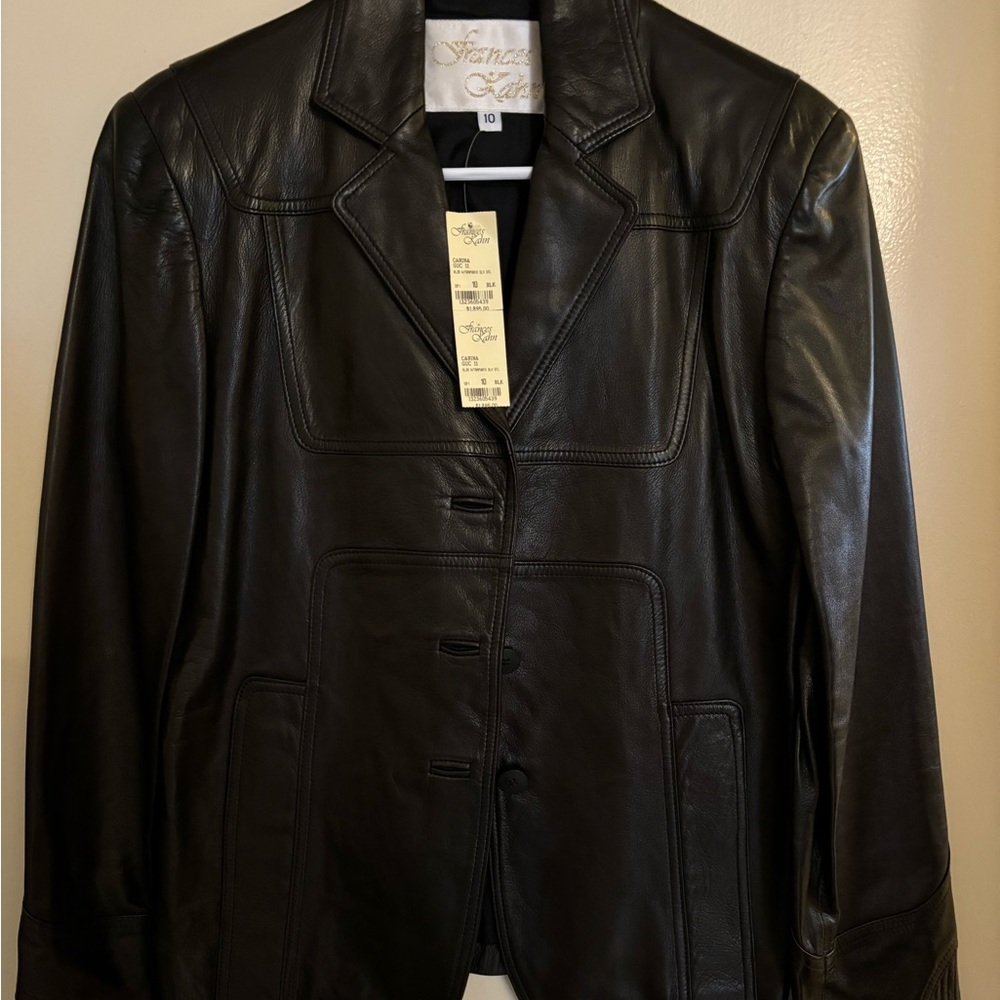Genuine black leather jacket NWT